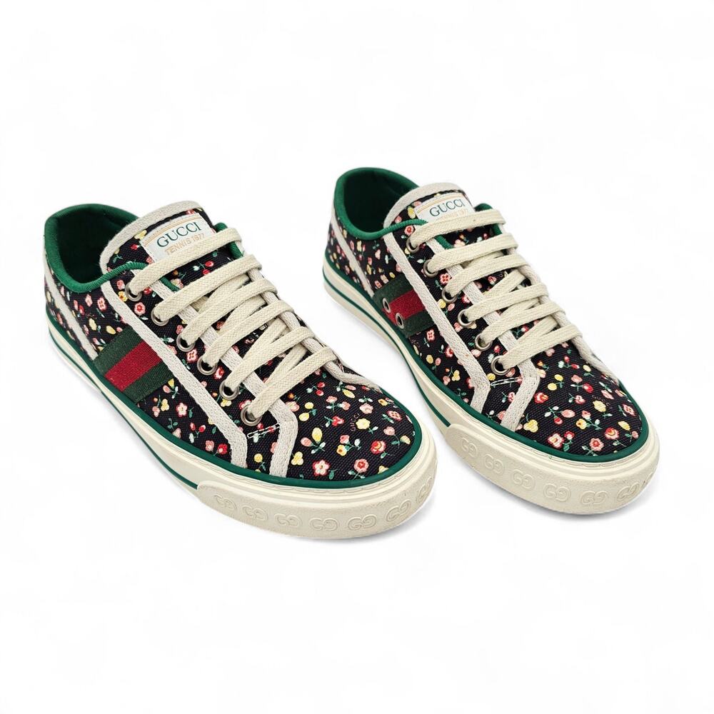 Gucci Liberty of London Tennis 1977 Low Top Sneaker Floral Black Size 37 US 7